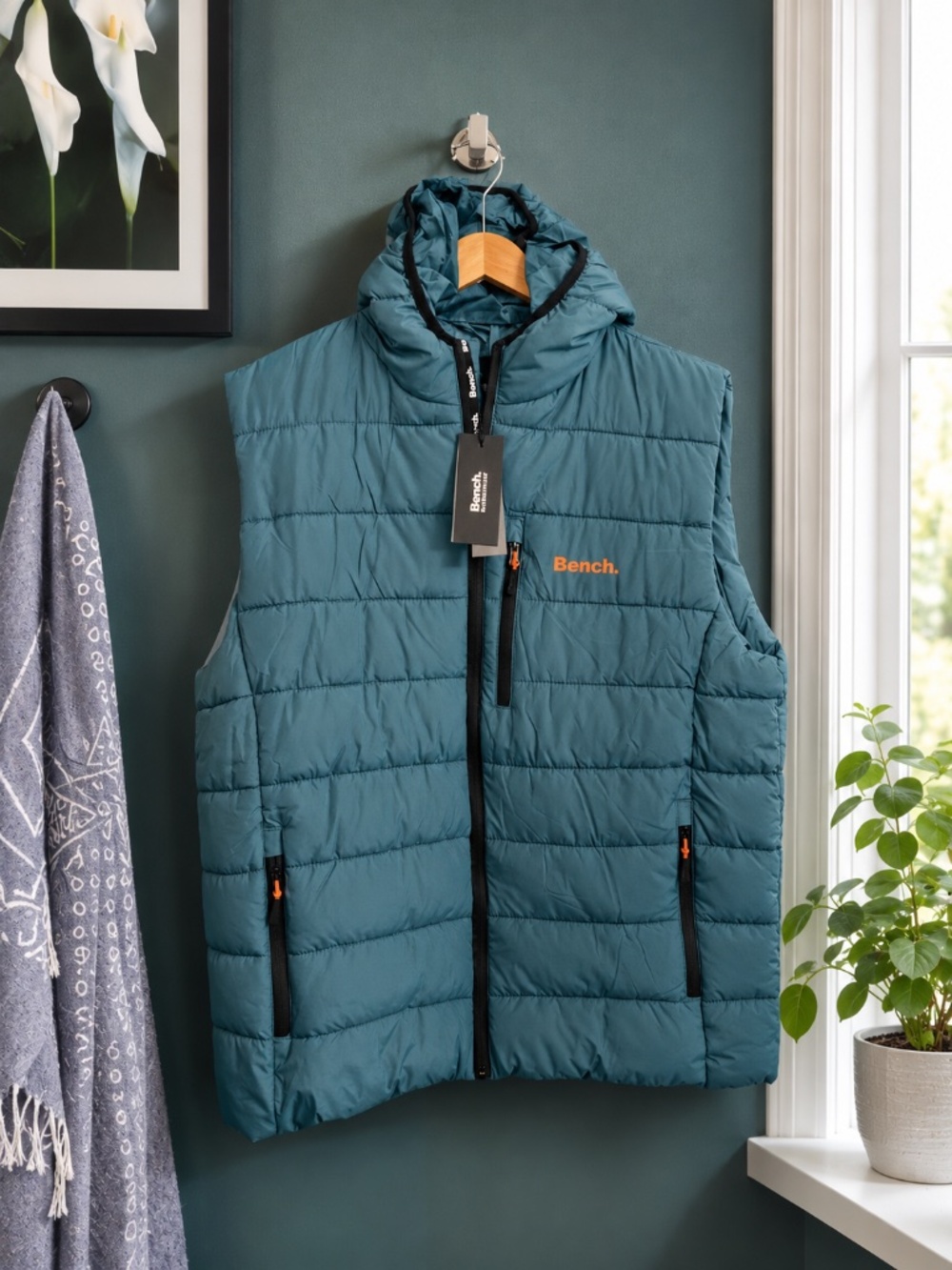 🛍️ NWT-Bench-Men's- Galban Hooded Puffer Outdoor Adventure- Vest-Aqua- SZ L